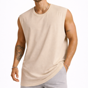 100 % Cotton 210-220 Streatwear Biowashed Cotton Sinker Oversized Tank Top